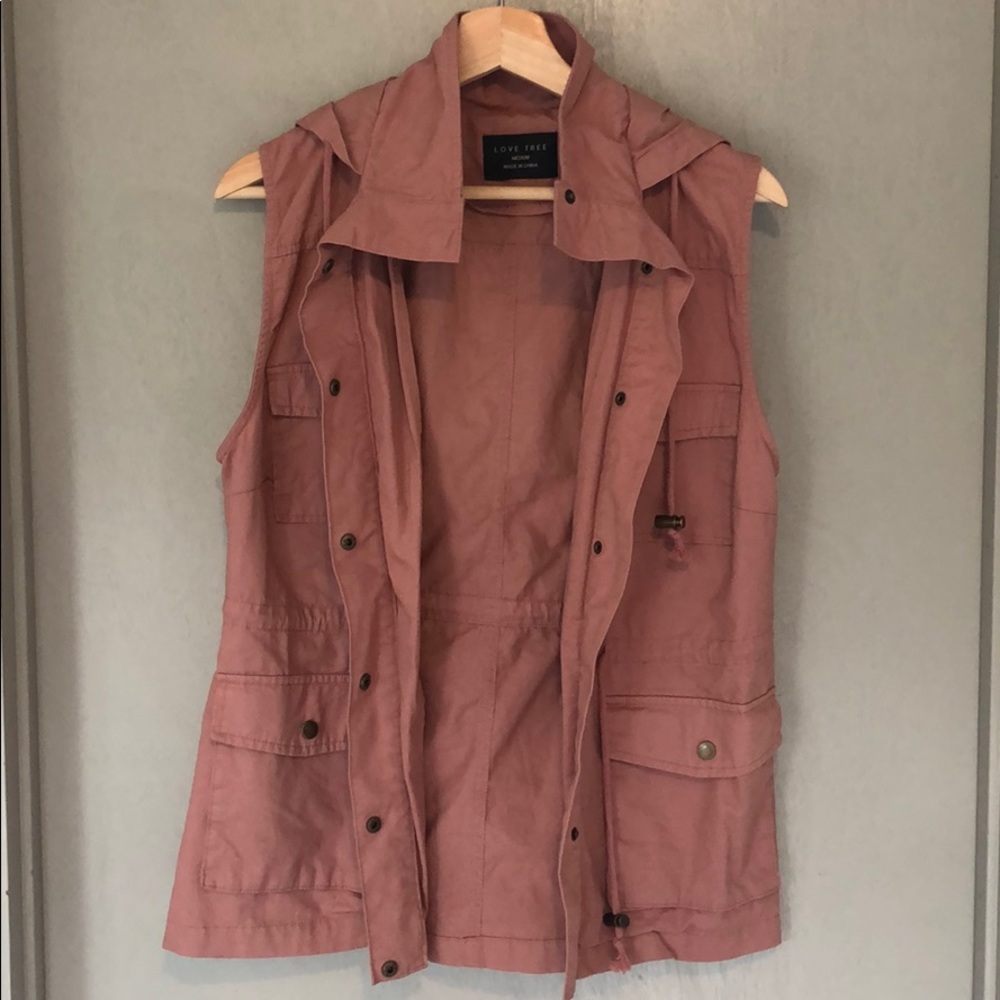 Pink hooded utility vest